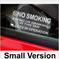 2 x Taxi Minicab Window Stickers-Small Version-No Smoking,Eating,Drinking,CCTV In Operation Warning Hackney Mini Cab Sign 